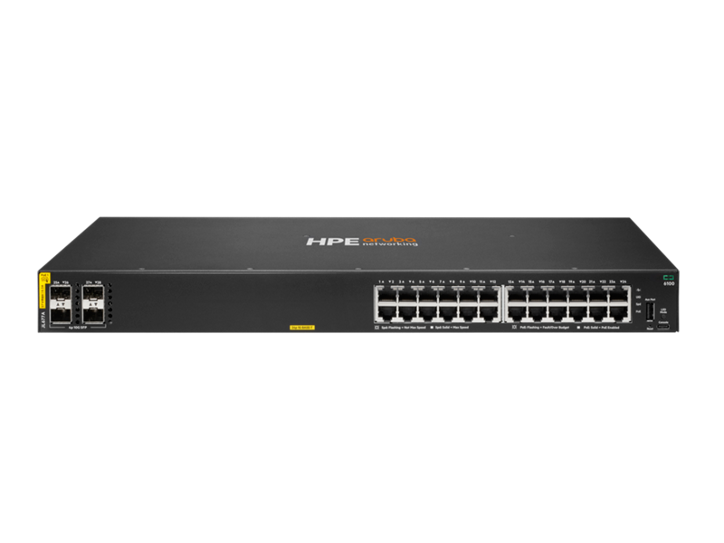 HPE Aruba Networking CX 6100 24G Class4 PoE 4SFP+ 370W Switch JL677A